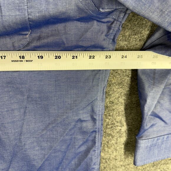 Lands' End Shirt Men 16 Blue Button Up Collared Long Sleeve Pockets Traditional - Picture 5 of 7